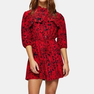Topshop PETITE Red Animal Mini Dress US Size 2